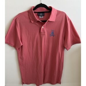 Psycho Bunny Polo Shirt Men's 7 Classic Logo Branded 100% Pima Cotton Polo Pink